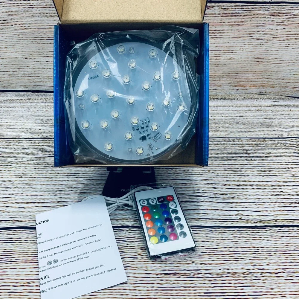 Nulaxy‎ Round LED Light Base Centerpiece Remote 16 Colors 6 inch NIB